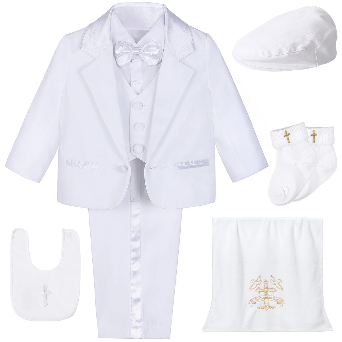 Baptism Outfit for Baby Boys Infant Winter Tuxedo Toddler Christening Suit Easter Church Ceremony Blessing Kids Formal Set