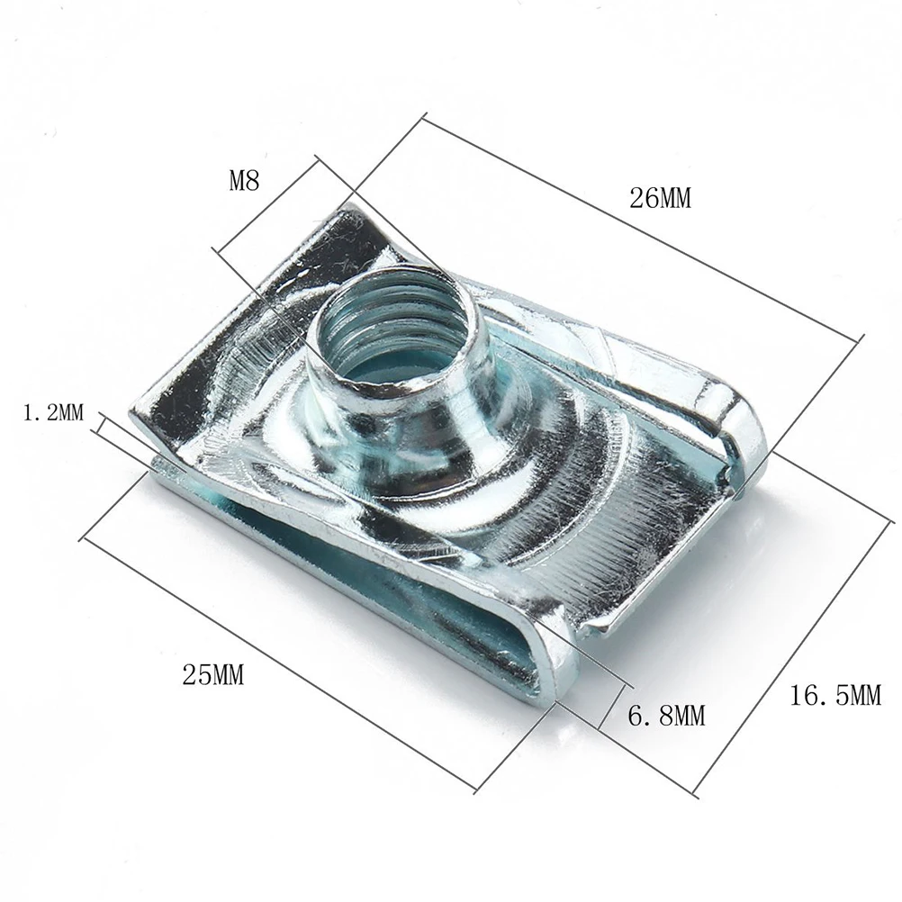 

60Pcs M8 U Nut Fastener High Strength Elastic Motorcycle Fairing Bodywork Panel Clips Manganese Steel Spire U Clip for