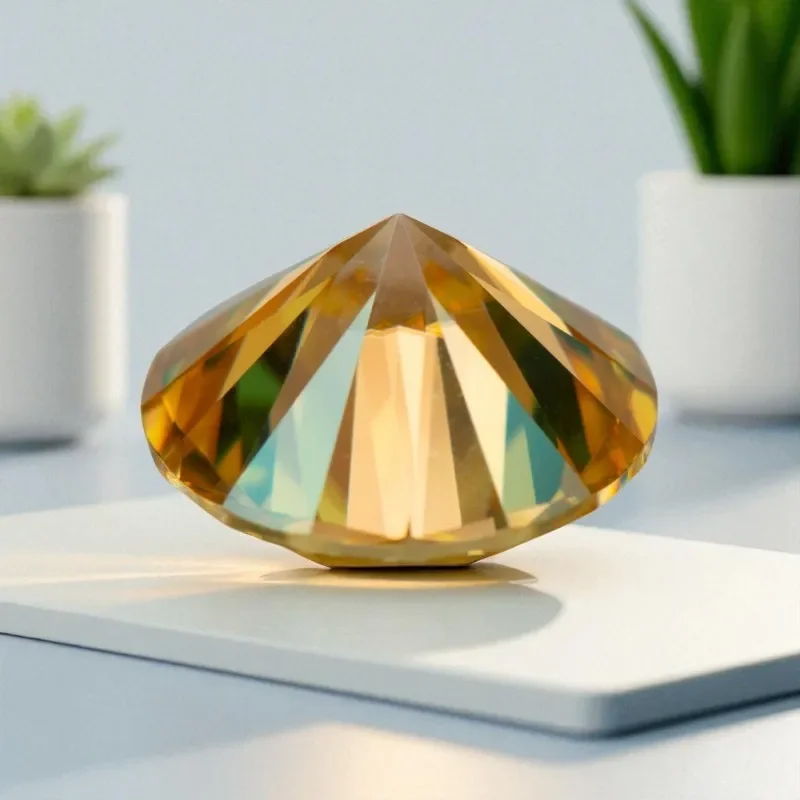 

Moissanite Stone Round Cut Golden Yellow Pass Diamond Tester Charms Jewelry Making Materials With GRA Certificate