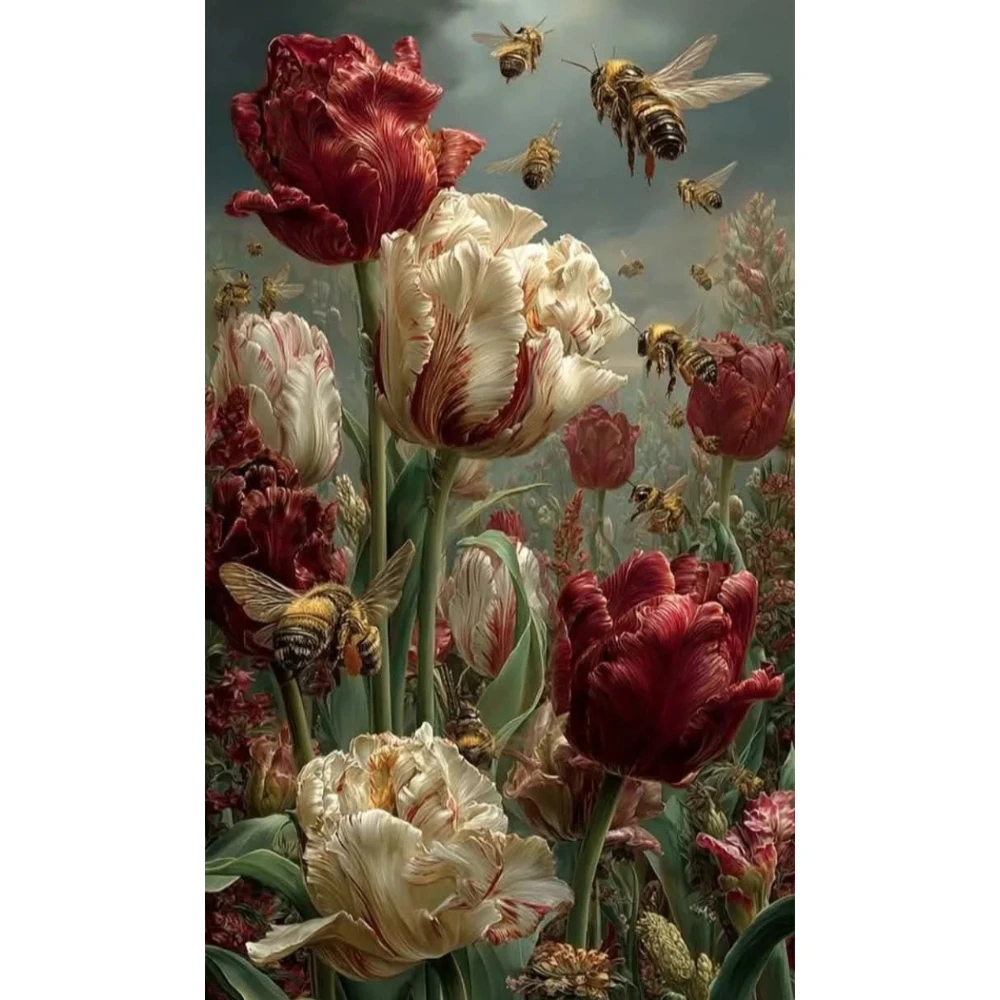 

500/1000/1200/2000 PCS Jigsaw Puzzles Diligent Bees and Flower Scenery Family Activity Game for Gameroom Bedroom Home Decor