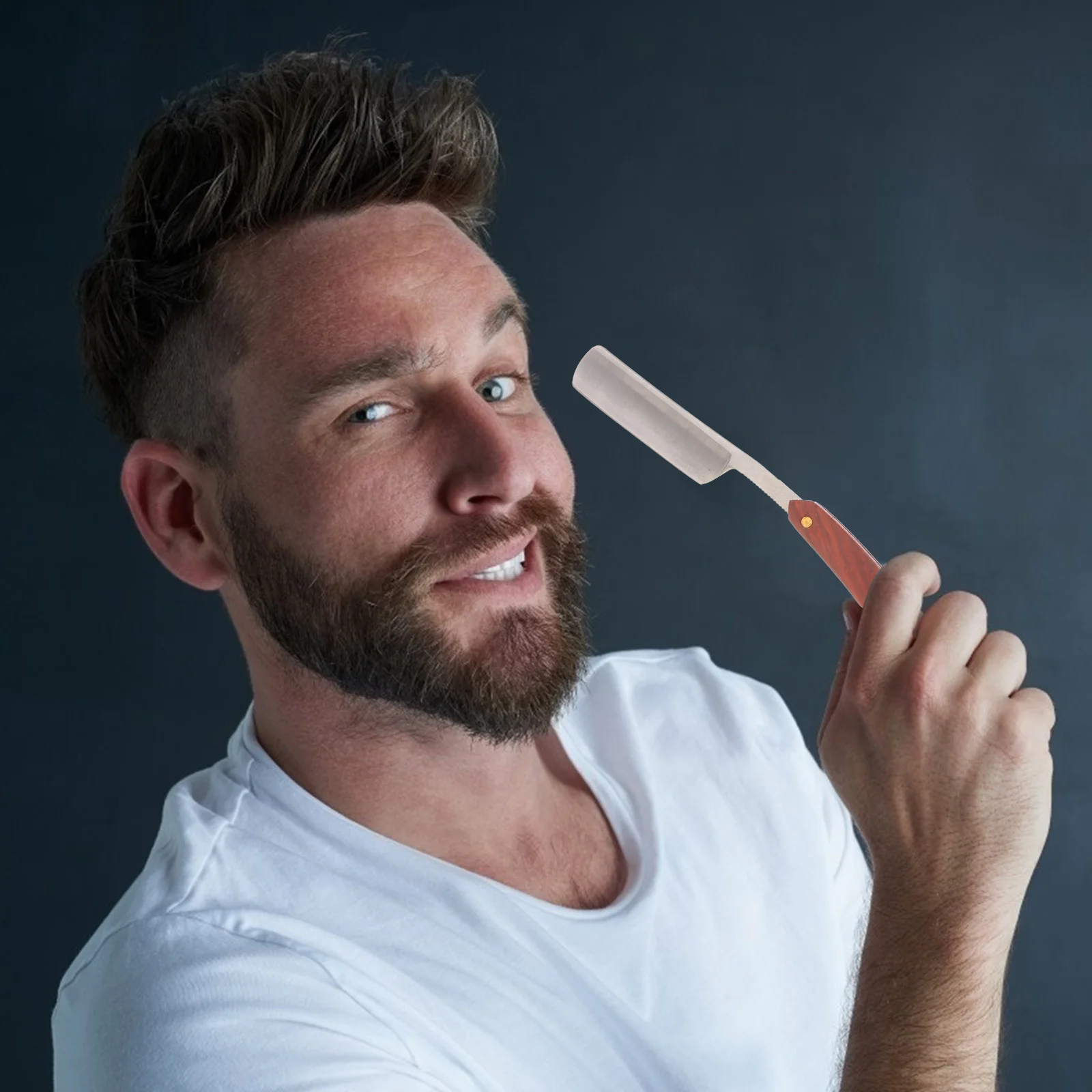 Holzgriff gerade Friseur Rasiermesser manuelle Bart Rasier werkzeug für Männer zufälligen Stil