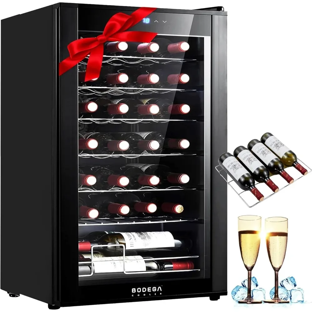 

COOLER 28 Bottle Compressor Wine Cooler for Home and Kitchen, Freestanding Mini Fridge with Digital Touchscreen, LED Display,Spl