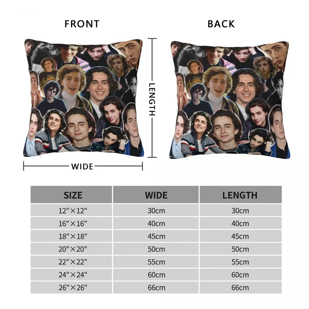 Timothée Chalamet Timmy Pillowcase Polyester Linen Velvet Printed Zip Decorative Car Cushion Cover