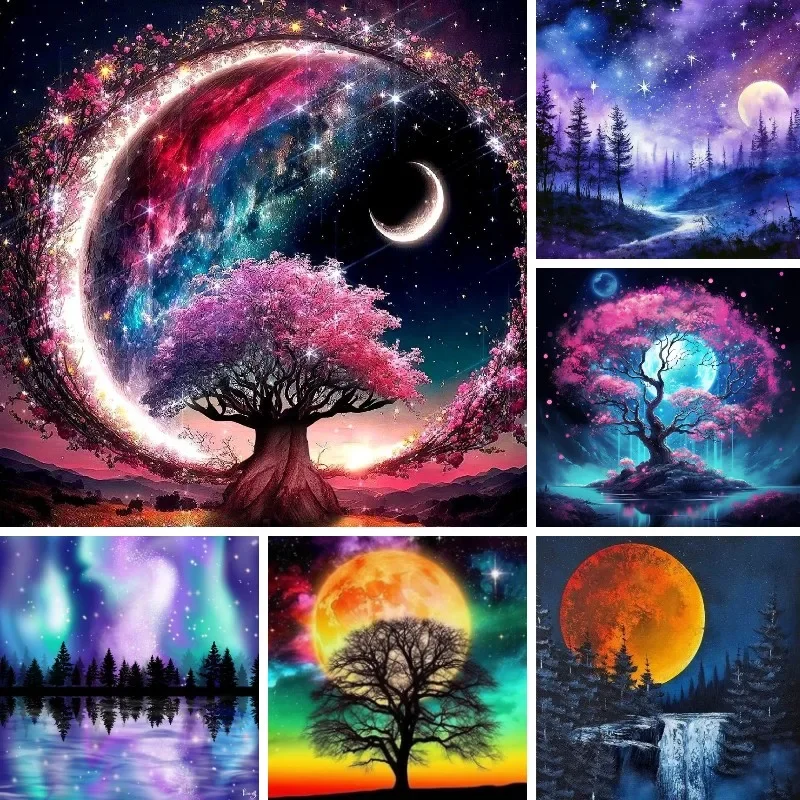 

Landscape Fantasy Tree Moon ,Diamond Painging By Numbers ,Gemstones Painting ,on Clearance, Craft Kit for Adults,Wall Decor Gift