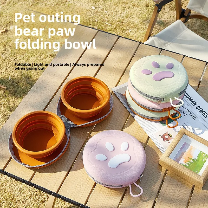 

Outdoor portable dog bowl cat double anti-tipper dog food bowl dog cat water bowl meal pet supplies