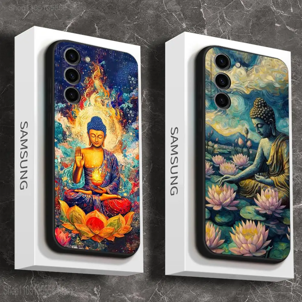 

Buddha Art Pattern Phone Case For Samsung Galaxy A 73,72,51,53,52,71,22,5G,Note,J7,8,9 Soft Black Cover