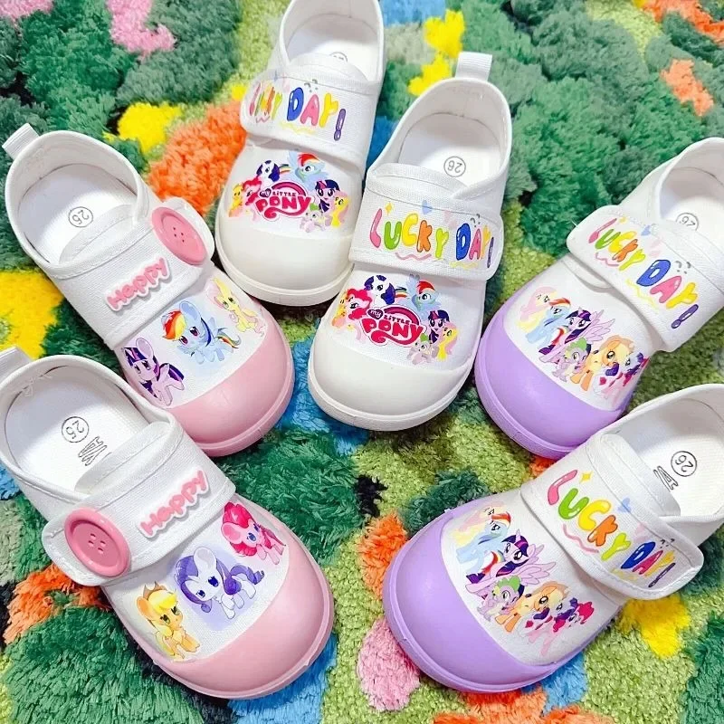 New My Little Pony Twilight Sparkle Popular Cartoon Anti Slip Canvas Shoes Lightweight Baby Soft Bottom Indoor White Shoes