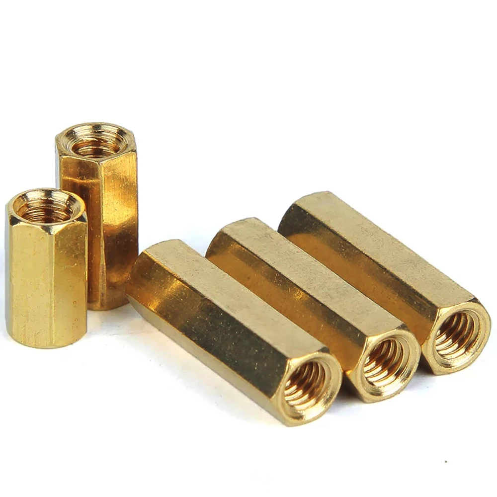 Brass Hexagon Coupling Nuts 5/16-18 UNC 5/16-24 UNF Thickened Copper Connectors Joint Sleeves for Mechanical Parts