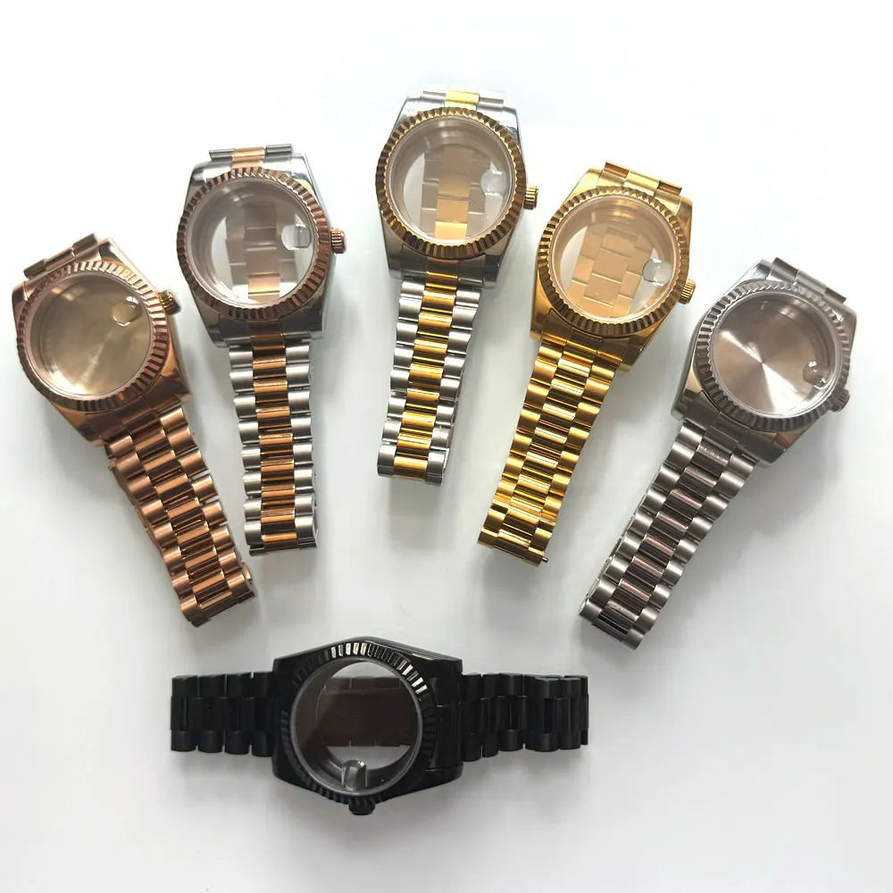 36MM/40MM High Quality Watch Case Sapphire Crystal  Fit NH34 NH35 NH36 NH70 NH72 ETA 2824 PT5000 Movement Presidential bracelet