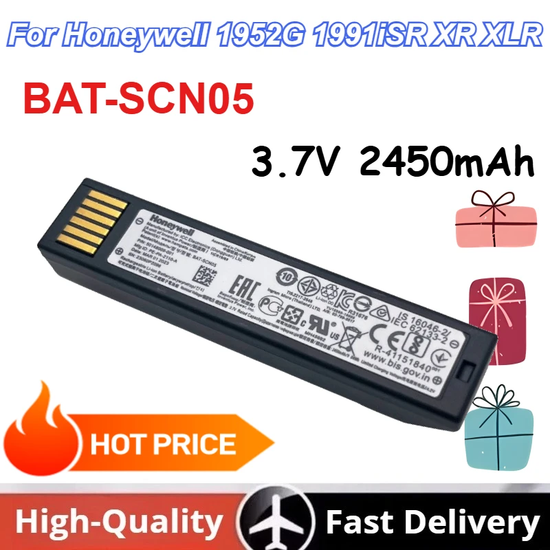 

3.7V 2450mAh BAT-SCN05 Rechargeable Li-Ion Battery Pack for Honeywell 1952G 1991iSR XR XLR Scanner Gun Batteries