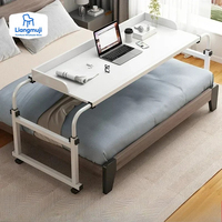 Length& Height Adjustable Rolling Table Computer Desk Home Office Writing Desk Notebook Table Top Desk Sofa Bed Across The Bed