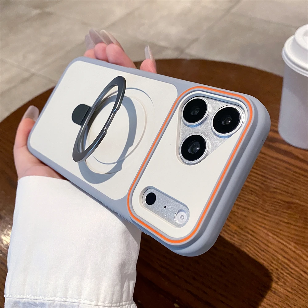 Ultradünne Hit-Color MagSafe-Handyhülle mit Ständer für iPhone 18 17 16 15 14 13 12 Pro Max, magnetische kabellose Ladehülle – Detail 2
