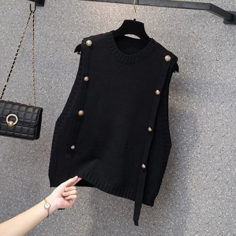 المرأة بلا أكمام ضئيلة محبوك سترة ، تانك الأعلى ، فضفاضة ، تتصدر ، الربيع والخريف ، جديدة #2