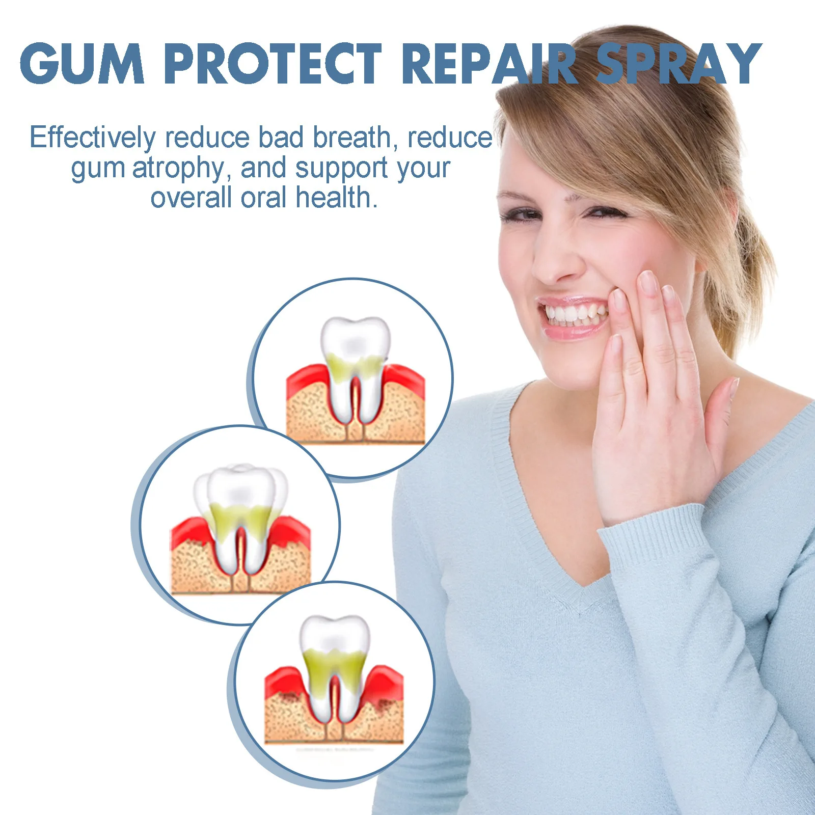 Suero de reparación de encías, tratamiento de enfermedades, Spray Oral, gotas de crecimiento de encías de aliento fresco, productos para el cuidado bucal, regeneración Gingival, 20ml