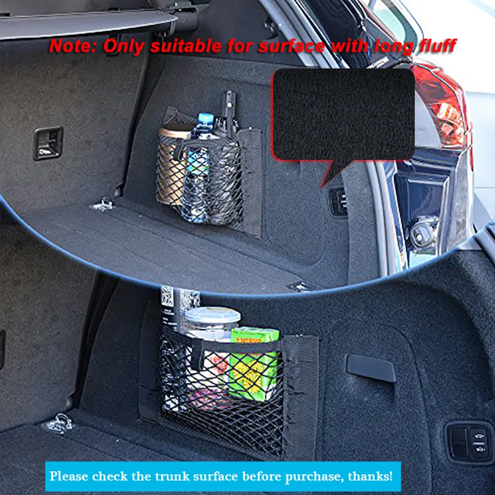 Universal Trunk Organizer Rear Trunk Back Seat Cargo Mesh Net Bag Flexible Nylon Car Storage Wall Sticker Pouch Bag