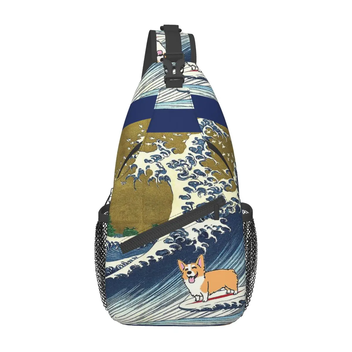 

Corgi Dog Surfing The Great Wave Small Sling Bag Chest Crossbody Shoulder Backpack Hiking Travel Daypacks Cool Bag