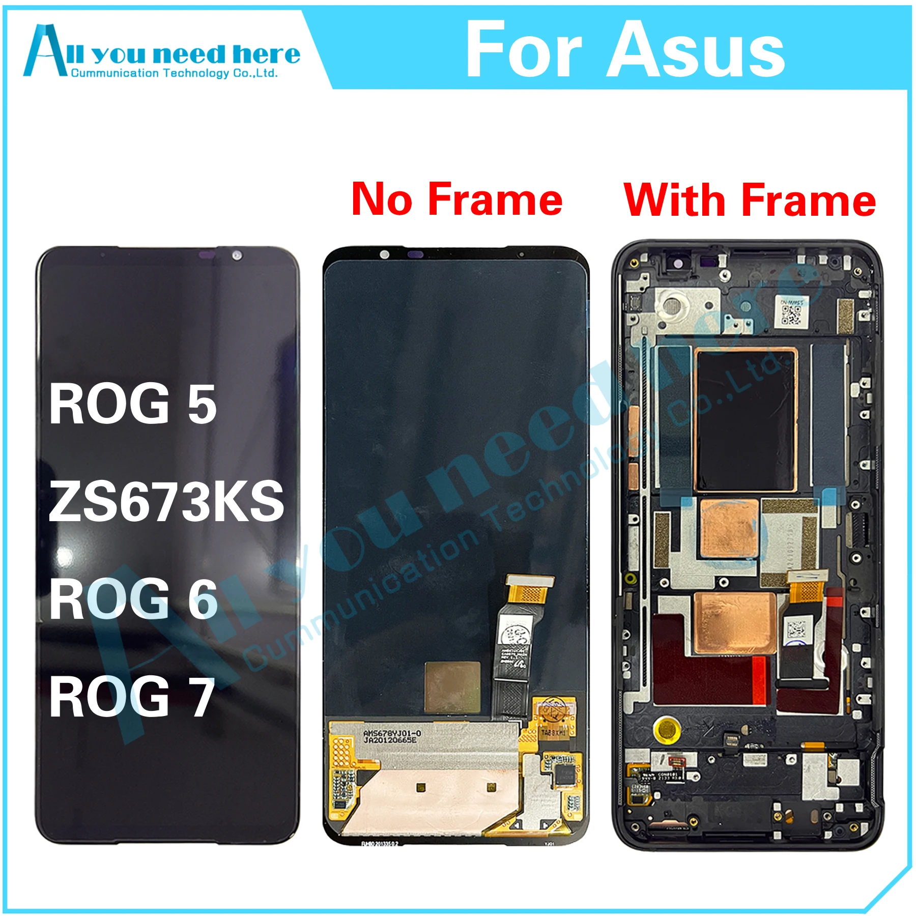 

100% Test For Asus ROG 5 6 7 ZS673KS LCD Display Touch Screen Digitizer Assembly For ROG5 ROG6 ROG7 Repair Parts Replacement