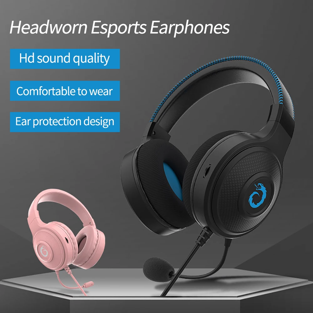 

Headworn Esports Earphones 3.5mm Wired Headphone Compatible With Phone Laptop Tablet PC Gaming Headset With Mic Earphone