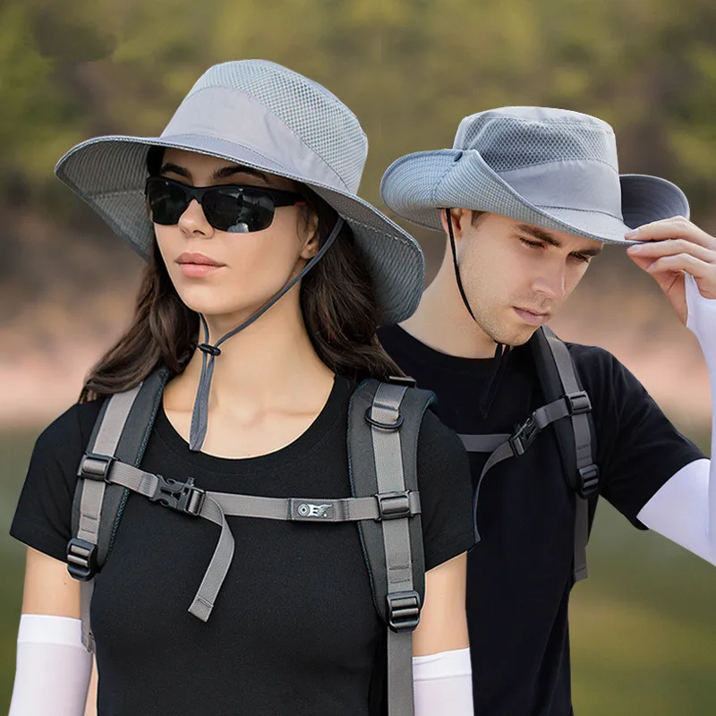 Breathable Sun Hats for Men Outdoor Fishing Cap Wide Brim Anti-UV Beach Caps Women Bucket Hat Summer Hiking Camping Bone Gorros