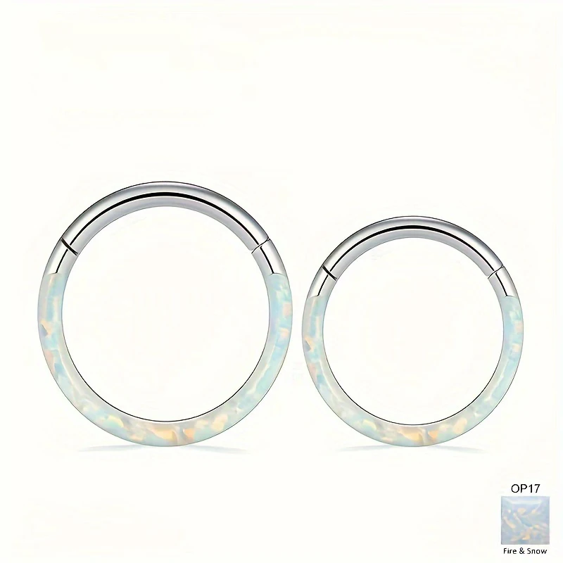 

1 Pc G23 16G Titanium Septum Piercing Nose Ring With Opal Inlaid Elegant Sexy Style Creative Female Gift Jewelry