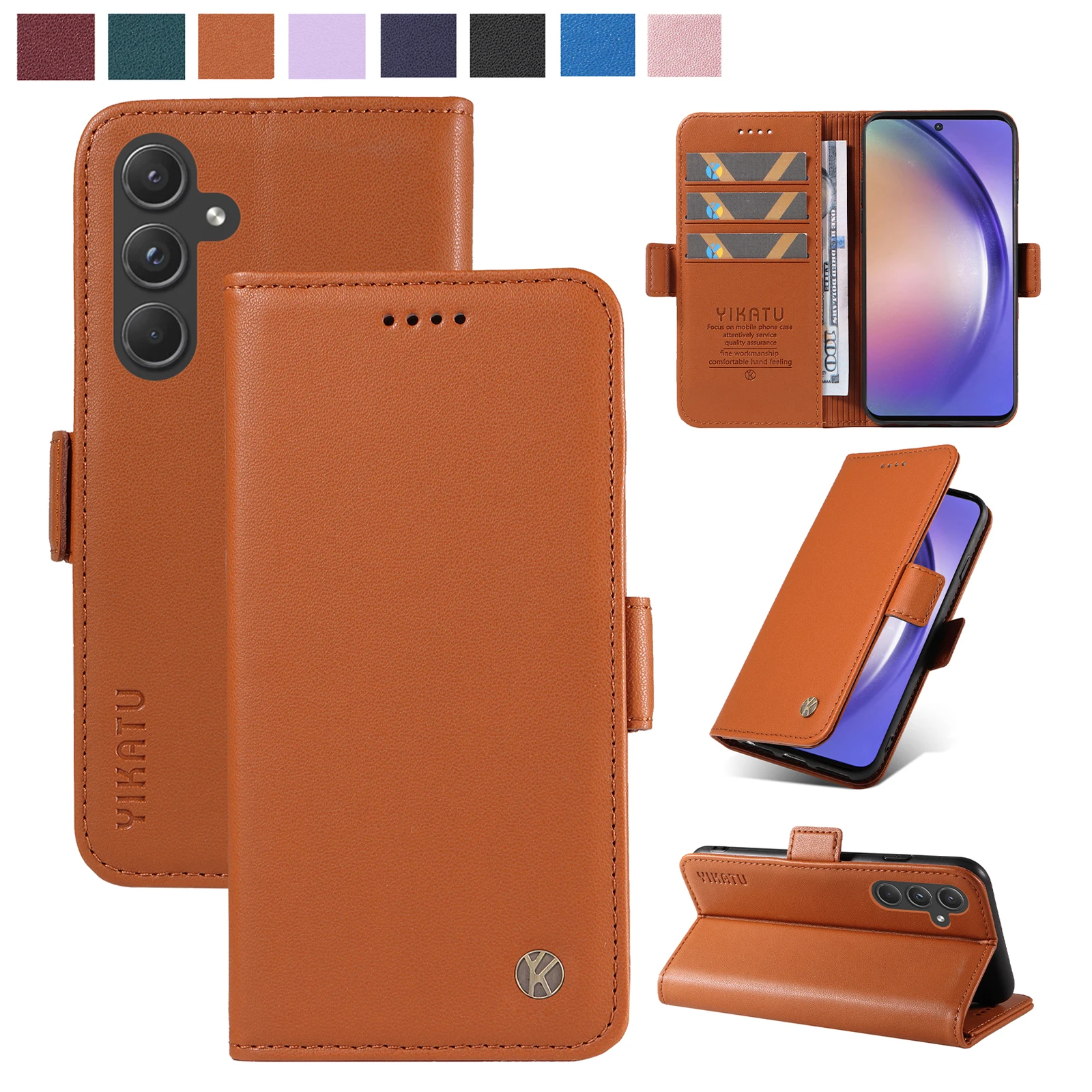 

YK003 Flip Leather Card Slot Stand Phone Case For Samsung Galaxy A12 A22 A32 A42 A52 A72 A13 A33 A53 A73 Wallet Magnetic Cover