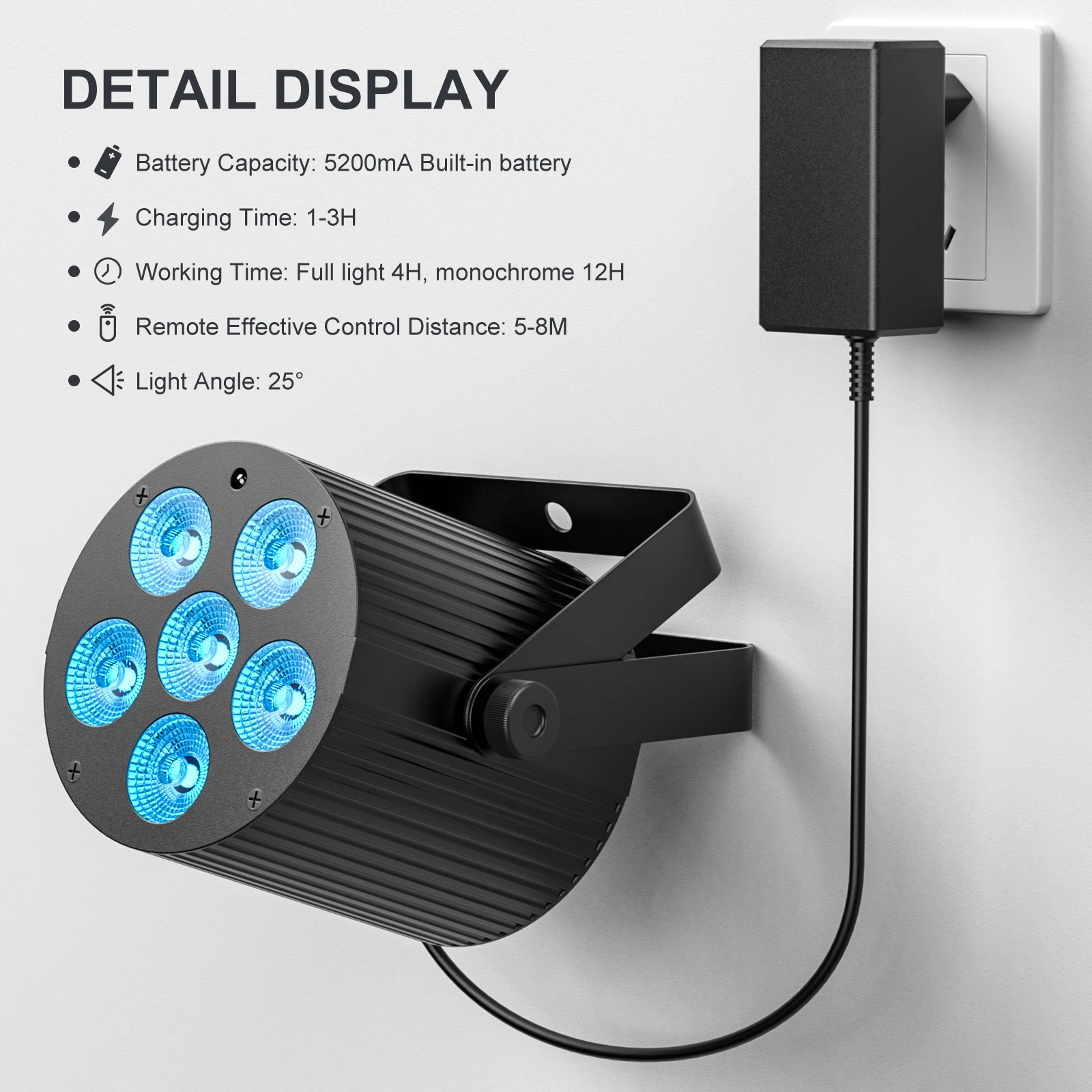 4PCS/SET 6LEDs Par Light RGBWA UV LED Projection Light DMX/Remote Control Stage Effect Lighting for Bar Club Party Wedding