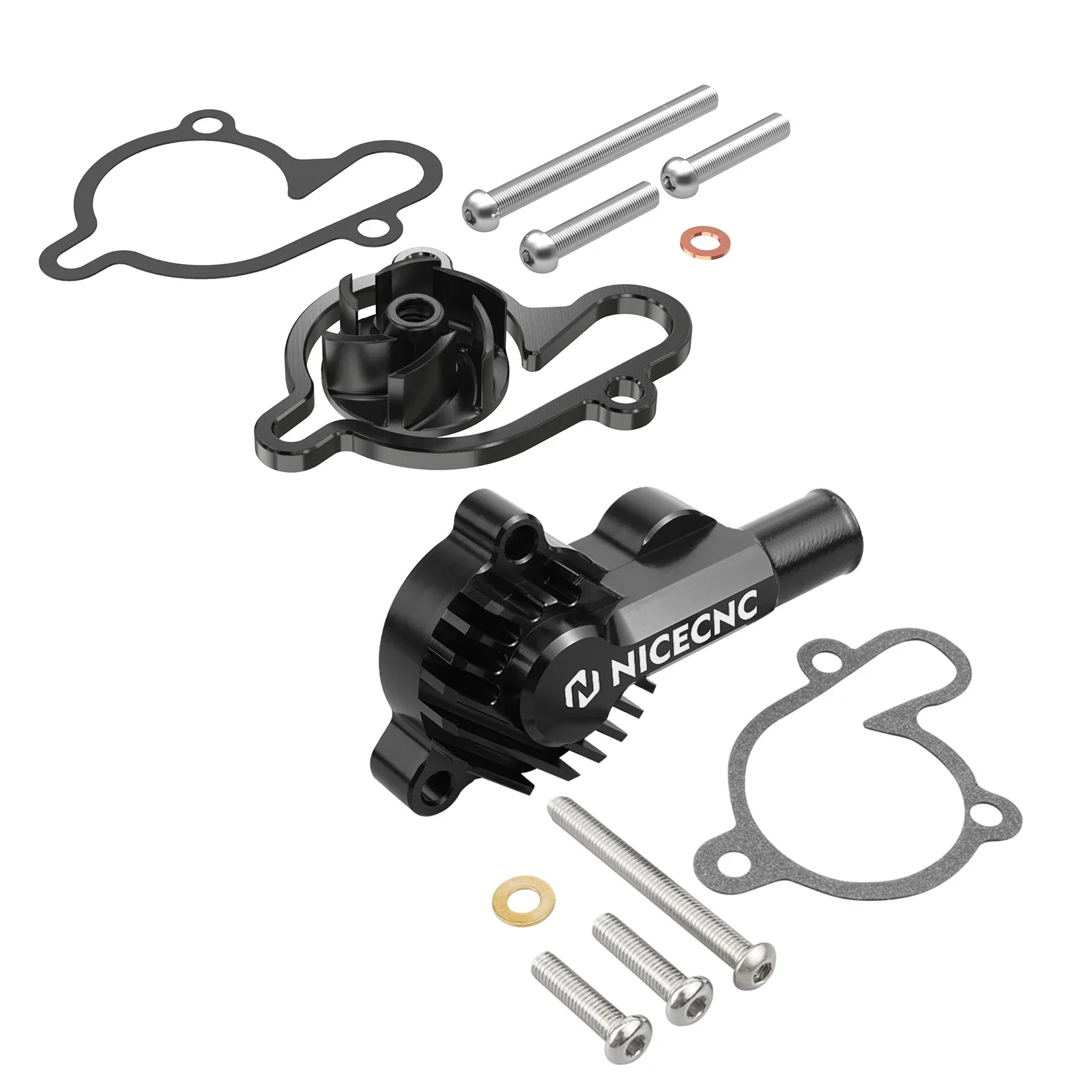 

NICECNC For Yamaha YZ85 2002-2018 Oversized Water Pump Cooler Impeller Spacer & Water Pump Cover Protector Kit Billet Aluminum