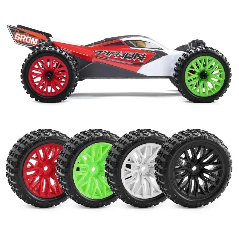 

TRXS 4PCS Upgraded Tree-Style Wheel Hubs & Rock Terrain Tires for Arrma 1/18 2S Typhon Grom, High-Toughness 55A Rubber
