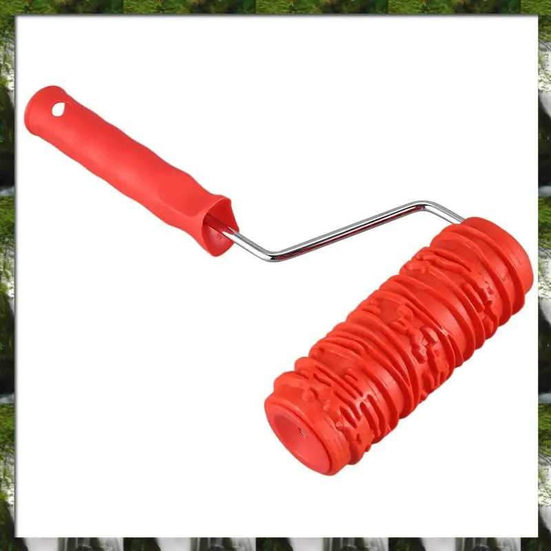The New 6 Inch Painting Roller With Handle Rubber Wood Pattern Graining Knurling Tool For Wall Decoration Red