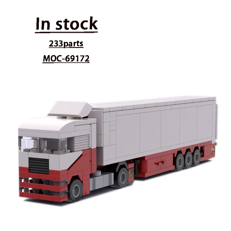 

MOC-69172 Маленькая грузовая транспортная модель MAN с строительными блоками с холодильным прицепом 233, деталиMOC, креативная детская игрушка в подарок