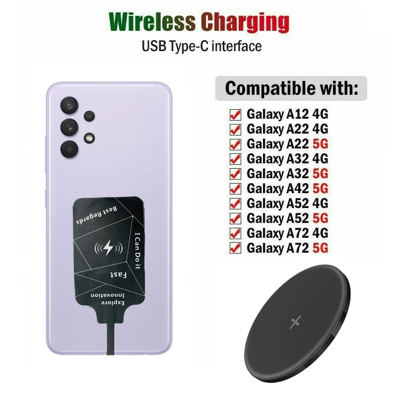 

Беспроводное зарядное устройство Qi 15 Вт + 10 Вт приемник Type-c для Samsung Galaxy A12 A22 A32 A51 A52 A72