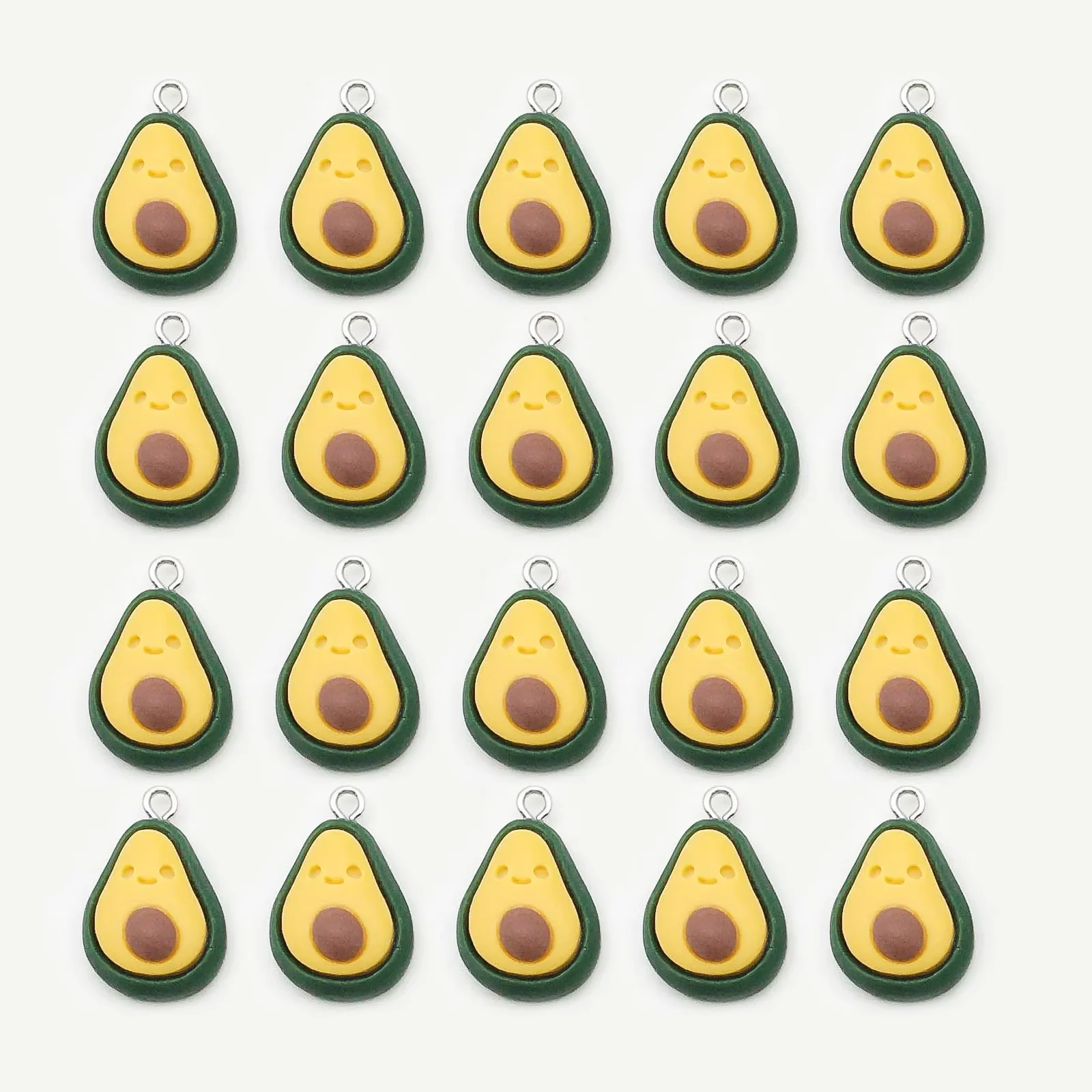 10/20pcs/pack Avocado Resin Charms Green Cartoon Fruit Pendants For Jewelry Making Supplies DIY Necklace and Earring Pendants