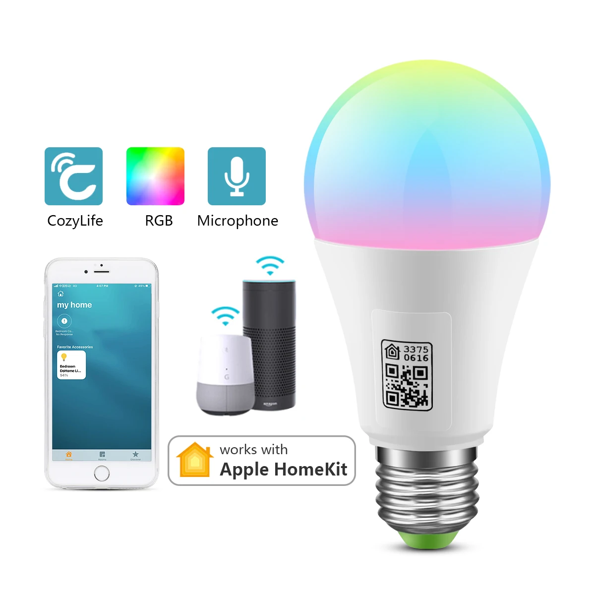 

Apple MFI Homekit WIFI LED Smart lamp 9W RGB RGBW Dimmable Siri Voice Control Smart Home Bulb Work With Alexa Google Assistant