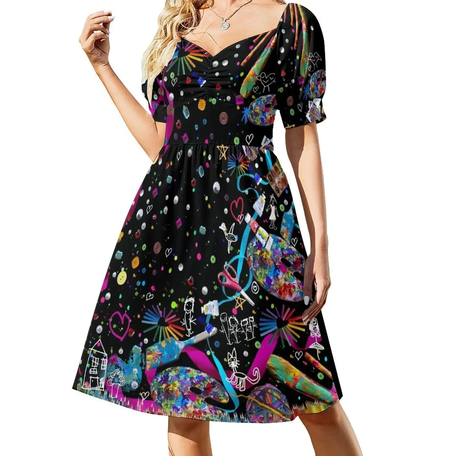 

Art Teacher Short-Sleeved Dress Summer women's clothing summer dress women 2025 Dress
