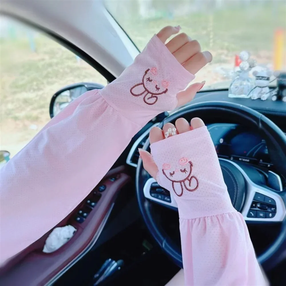 여성과 어린이를위한 귀여운 얼음 실크 태양 보호 슬리브 야외 스포츠 운전을위한 여름 UV 보호 느슨한 냉각 팔 슬리브