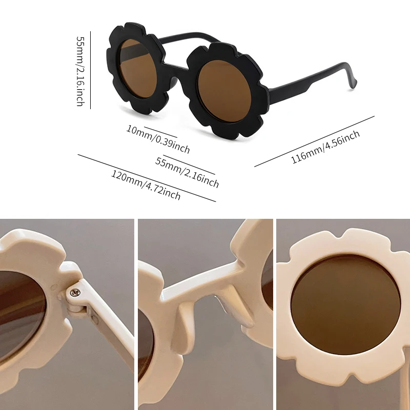 2024 New Children Colors Square Edged Sunflower Sunglasses UV400 Boys Girls Outdoor Cute Protection Sunglasses Kids Sun Glasses