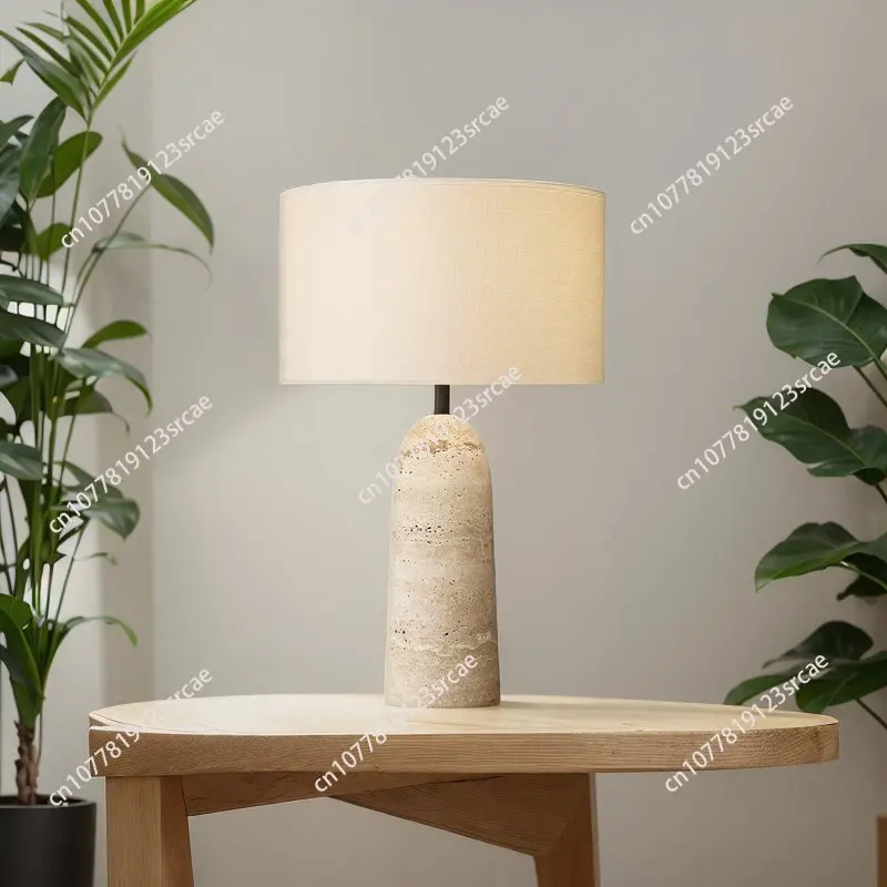 Travertine table lamp living room study bedroom bedside lamp wabi sanfeng homestay decoration