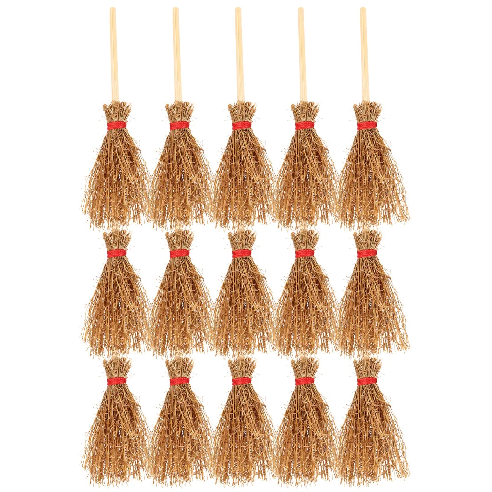 

15 Pcs Mini Broom Bulk Toy House Decors Decorations Models Miniature Small Figurines Props Statue Simulation Brooms Dining