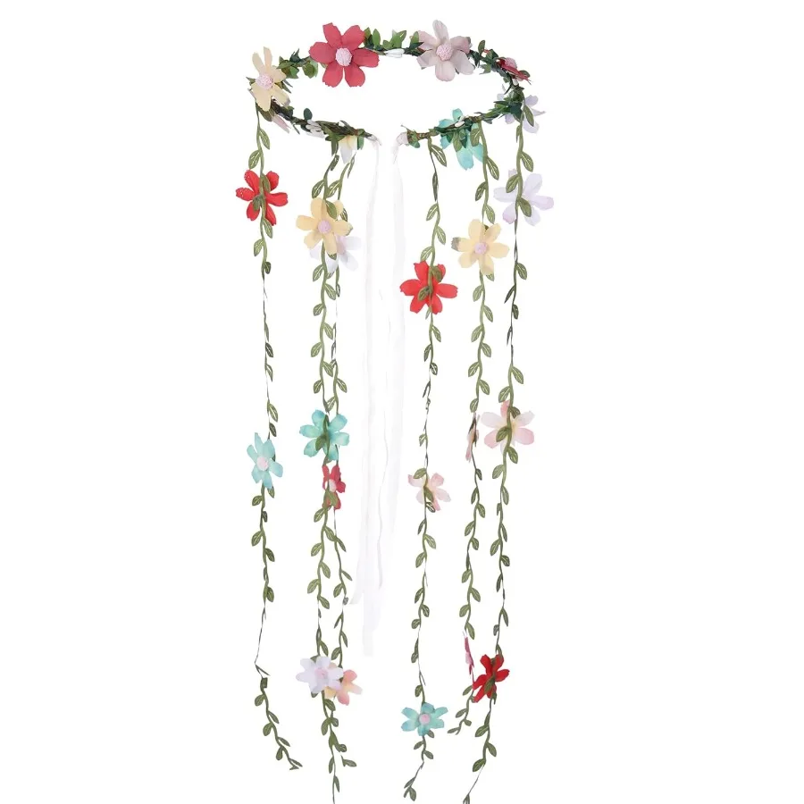 Tocado de flores de hadas colorido, diadema Floral de Margarita Hippie bohemia para mujeres y niñas, boda nupcial, fiesta bohemia renacentista Cos