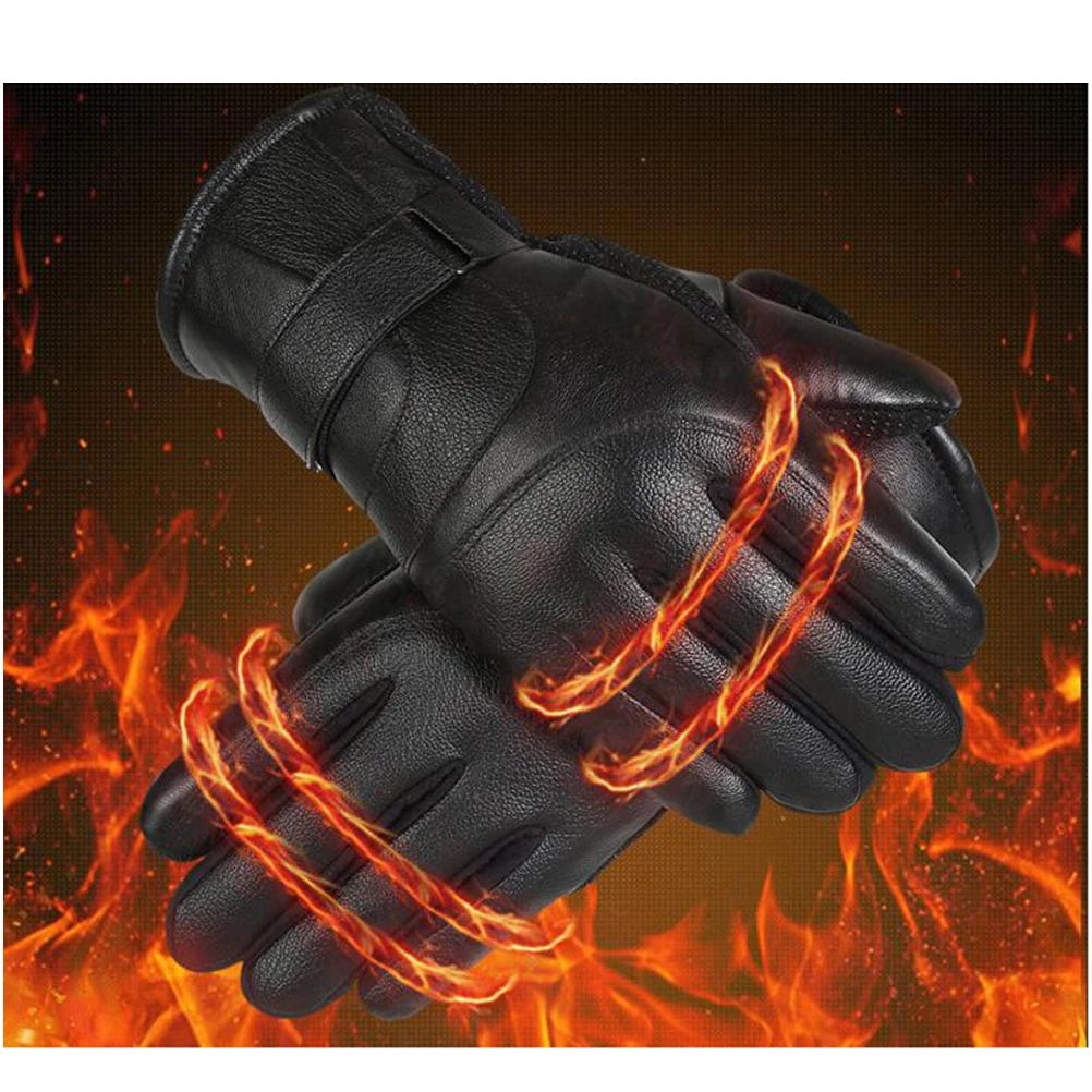 

1 Pair Windproof Motorcycle Thickened Pu Warm Outdoor Sports Gloves For Cycling Climbing Hiking Riding Touchscreen