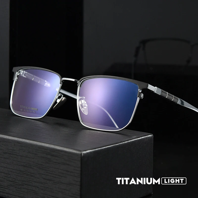 Men Pure Titanium Optical Prescription Eyewear Full Rim Eyeglasses Frame Male Business Style High Quality New Office Design 9010