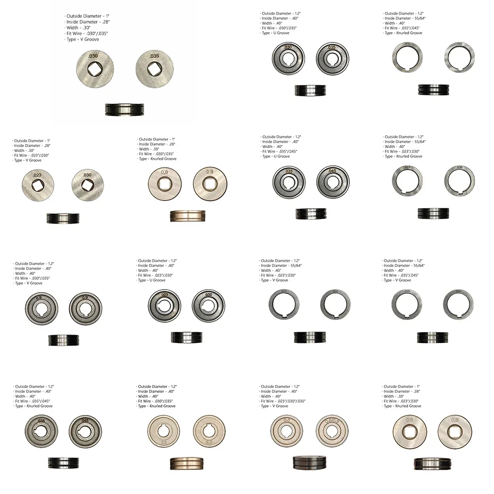Rodillo de alimentación de alambre de soldadura MIG/MAG.023.030.035.045 Godet Wheel moleteado V U Groove máquina de alimentación de alambre