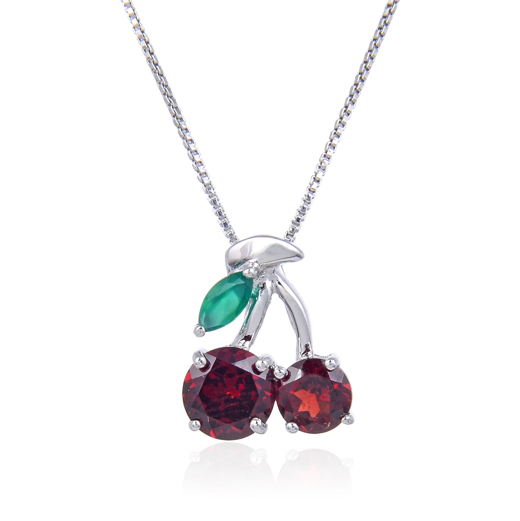 

Abiding Jewelry Small And Exquisite Ladies Fashion Necklace Cherry 925 Sterling Silver Lady Garnet Necklace