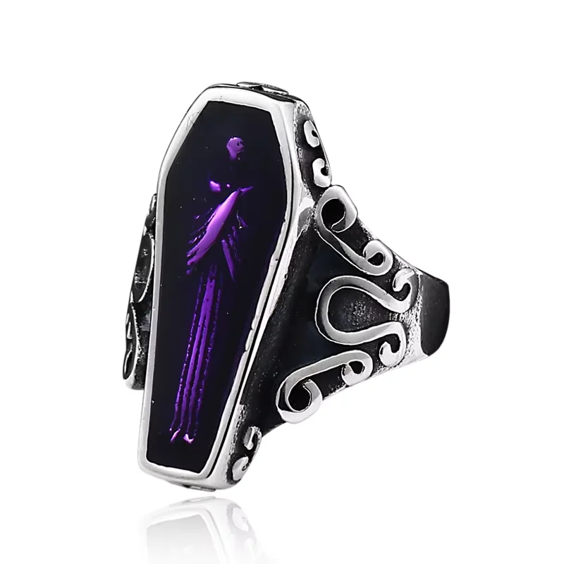 BEIER 316L Stainless Steel Vampire Diaries Rings Rock Party Coffin Fashion Skeleton Men Fashion Jewelry Dropshipping LLBR8-101R