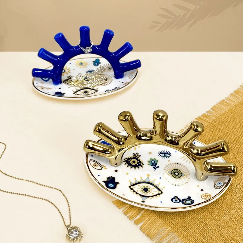 Creative Styling Ring Display Stand Ceramic Household Entrance Ornament Eye Jewelry Storage Tray