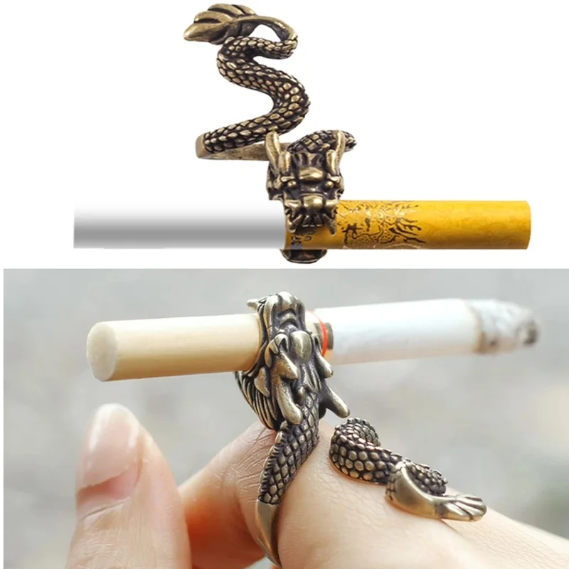 Cigarette Holder Dragon Ring Rack Metal Smoker Finger Clip Hand Rack Tobacco Cigarettes Smoking Pipe Ring Weed Accessories Gift