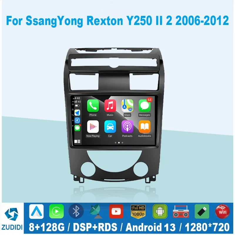 For SsangYong Rexton Y250 II 2 2006-2012 NO 2din 10'' Navigation GPS Android 13 Car Radio Multimedia Video Player 8 Core