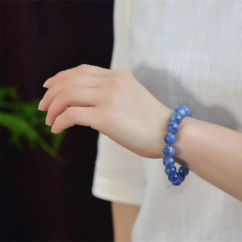 11.5MM Natural Kyanite Bracelet Fashion Energy Stone Reiki Healing Crystal Strand Fengshui Gift 1PCS