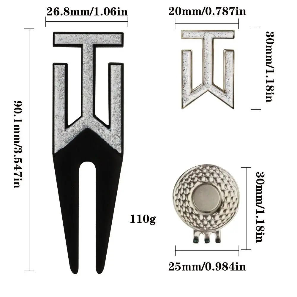 1 상자 골프 그린 포크 골프 선물 상자 모자 클립 골프 공 마커 골프 마커 선물 세트 고급 금속 골프 디벗 포크 골프 모자 클립