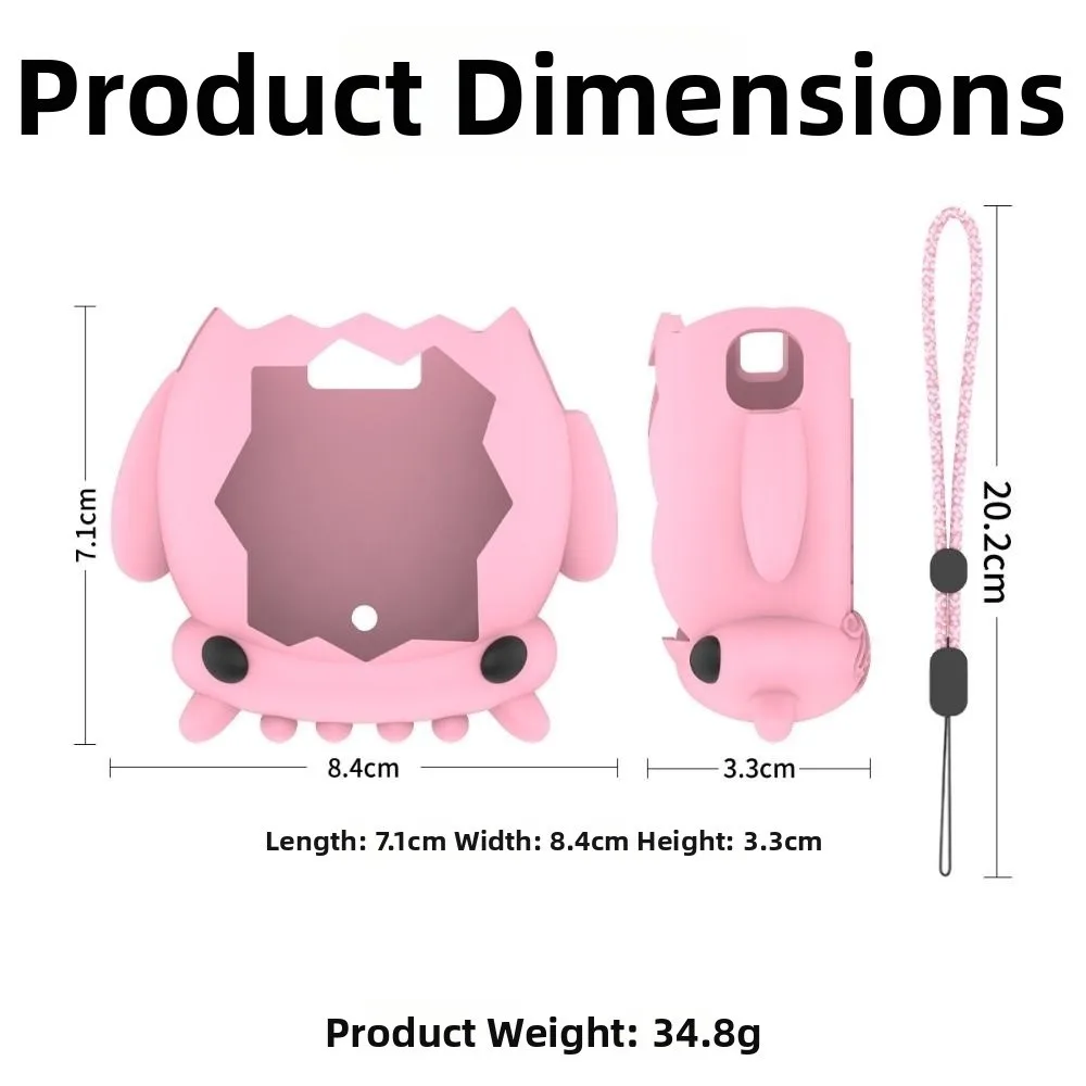 حافظة واقية لوحدة التحكم في الألعاب من السيليكون على شكل حبار كرتوني مع غطاء جلدي بحبل تغطية كاملة لـ Tamagotchi Paradise